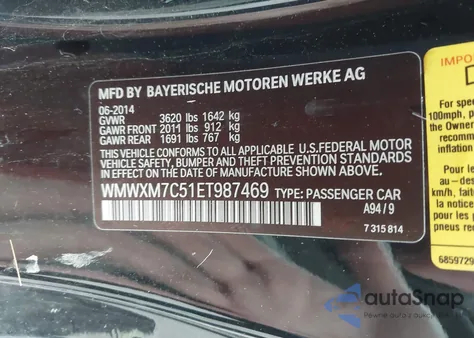 2014 Mini Hardtop Cooper S z USA, uszkodzony, nr VIN WMWXM7C51ET987469